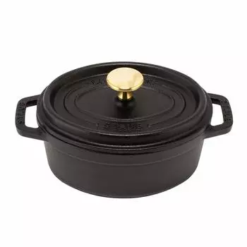 Staub Pico Cocotte Oval 17 см, черный 1101725 Двуручная эмалированная кастрюля Oval Brater, черный Pico Cocotte Stylish Pot Pan Посуда для приготовления пищи Кухонные принадлежности [Staub