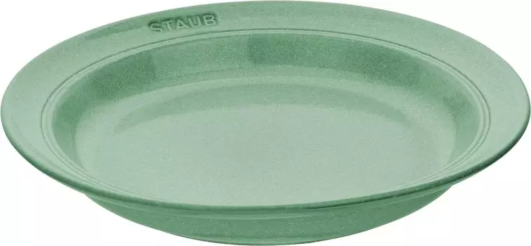 Staub Plate 24cm Sage Deep Plate Ceramic Pasta Soup Plate Pottery Microwave Safe Japanese Ceramic Plate Deep Green [Authorized Product] 40508-183