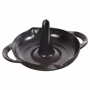 staub Roaster 24 см эмалированная литая форма для духовки жареная курица гриль японская вертикальная жаровня для кур Chicken Black [Авторизованный продукт] 40509-339 чёрный