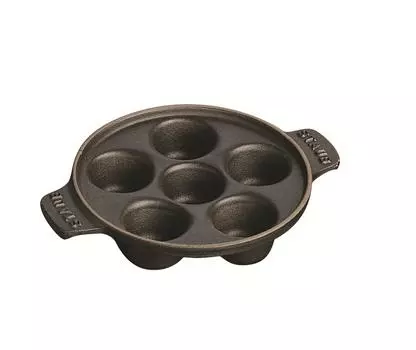 STAUB Round Snail Dish with 6 Holes, Cast Iron, Matt Black
