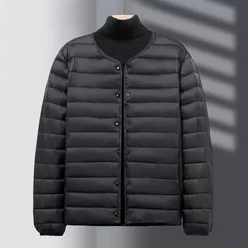 Оставайтесь в тепле и комфорте с этим легким пуховым хлопковым пальто для мужчин, идеально подходящим для зимы M чёрный