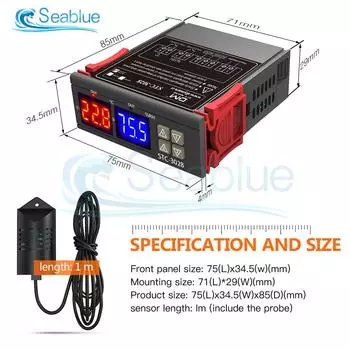 STC-3028 SHT2000 Регулятор температуры и влажности для домашнего холодильника Термостат Гигростат Термометр Гигрометр DC 12 В 24 В AC 110-220 В