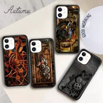 Механический чехол для телефона в стиле стимпанк Gear для iPhone 11 12 13 14 Pro Max mini XR XS SE 2020 6S 7 8 Plus Samsung Galaxy S21 S22 iPhone 6plus