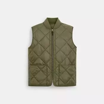Стеганый жилет Coach, цвет зеленый, военный Small