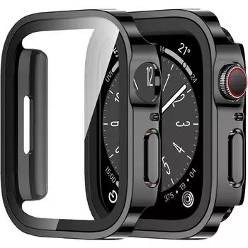 Стекло+чехол для Apple Watch 7 8 45 мм 41 мм 49 мм 44 мм 40 мм защитный чехол с прямым краем для экрана iWatch 4 5 SE 6 7 8 Ultra 49 мм Series Ultra 49MM