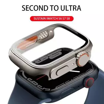 Стекло + чехол для Apple Watch 8, 7, 45 мм, 41 мм, 44 мм, 40 мм, защитная крышка для экрана, сменный ультра-бампер, аксессуары для iWatch Series 4, 5, 6 SE 40mm Change to 49mm