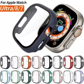 Стекло + чехол для Apple Watch series Ultra 49 мм 49 мм, умные часы, защита экрана ПК, бампер, аксессуары из закаленного материала, чехол iwatch Ultra 49mm series Ultra