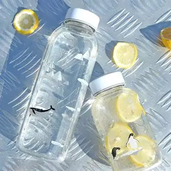 Стеклянная бутылка для воды, креативная герметичная кружка для путешествий на открытом воздухе, портативный чайник, мультяшный стакан для напитков, бутылка для воды большой емкости 0.6L