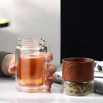 Стеклянная бутылка для воды Практичная пластиковая герметичная питьевая кружка Бутылка для чая из боросиликатного стекла чёрный