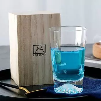Стеклянная чашка Batone Fuji 370 мл, 1 шт., стекло Sakura Kiriko, роскошная ручная работа, коробка Paulownia, бокал для сакэ, пива, виски, стильный подарок на свадьбу, рок
