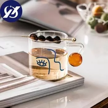 Стеклянная чашка Fas на креативной портативной креативной прозрачной бутылке для напитков с ручкой Short Type