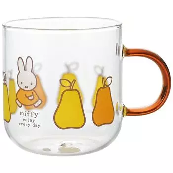 Стеклянная кружка Dick Bruna объемом 400 мл, пригодна для использования в микроволновой печи, цветная ручка, коричневая груша 400141 Miffy , термостойкая, прибл.