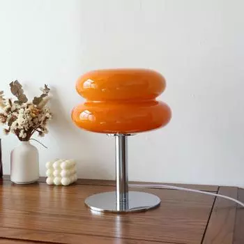 Стеклянная настольная лампа Macaron с трехцветным затемнением, атмосферные лампы для гостиной, защита глаз, ночник, прикроватный декор для девушки, спальни USB