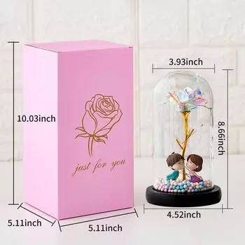 Стеклянная роза со светодиодной подсветкой Роза в стекле Forever Rose Flower Подарок для женщин на День матери Type 3