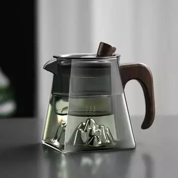 Стеклянные чайники с ручкой, цветочный чайник с разделителем для чая, прозрачные китайские чайники для кунг-фу с крышкой, бытовая чайная утварь белый