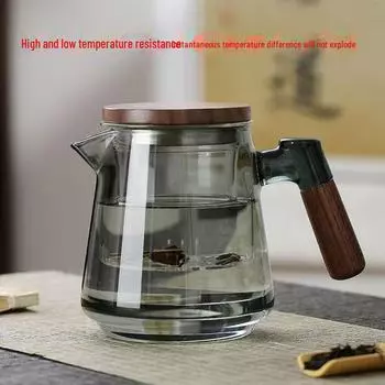 Стеклянный чайник с фильтром и боковой ручкой, устойчивый к высоким температурам, для использования в офисе или заваривания цветочного чая