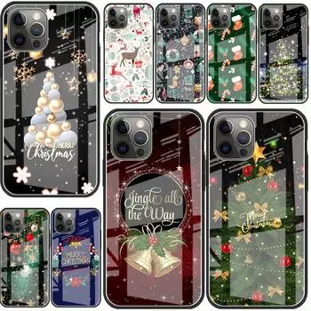 Стеклянный чехол для Apple iPhone 14 11 13 12 Pro 7 XR X XS Max 8 6 6s Plus SE 2022 13Pro закаленный телефон Tampa Snow Merry Christmas iPhone 14 Plus