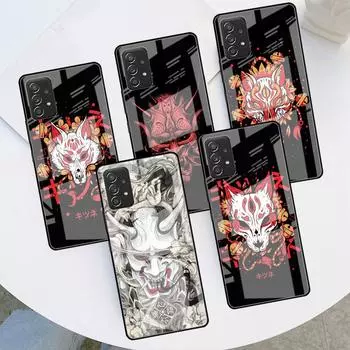 Стеклянный чехол для Samsung Galaxy A52 A71 A50 A51 A70 A21s A31 A72 A10 A12 A30 A22 5G, чехол для телефона, маска самурая Они Samsung A03