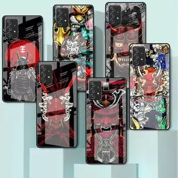 Стеклянный чехол для Samsung Galaxy A52 A71 A50 A51 A70 A21s A31 A72 A10 A12 A30 A22 5G, чехол для телефона, маска самурая Они Samsung A71 5G