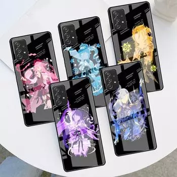 Стеклянный чехол для Samsung Galaxy A52 A71 A50 A51 A70 A21s A31 A72 A10 A12 A30 A22 5G чехол для телефона Anime Genshin Impact Cool Samsung A03