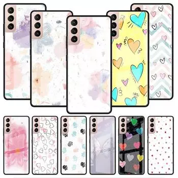 Стеклянный чехол LOVE Heart для Samsung Galaxy S22 S20 FE S21 Plus, чехол для телефона S10 5G S9 Note 20 Ultra 10 Lite Shell Samsung S22 Ultra 5G