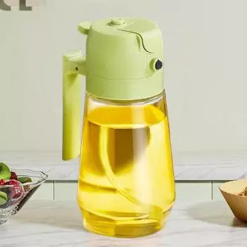 Стеклянный дозатор масла на 470 мл для кухни. Бутылка-распылитель оливкового масла 2-в-1. Герметичный распылитель масла. белый
