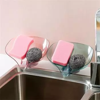 Стеллаж для хранения для дома и гостиной, сливная полка для раковины, аксессуары для ванной комнаты, мыльница, мыльница в форме листа