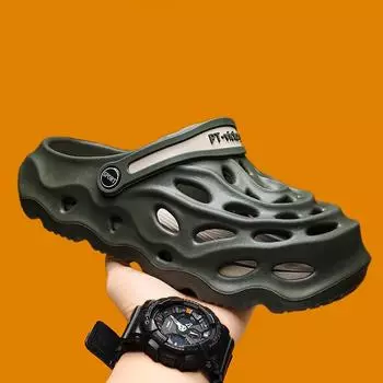 Stepping on shit feeling bag head hole shoes summer wear breathable versatile sports slippers casual outdoor beach sandals men 39
