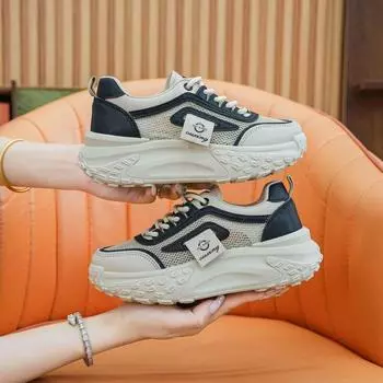Stepping on shit feeling hollow sports shoes women s summer 2024 new versatile fashion soft sole non-slip breathable mesh casual shoes 35 чёрный