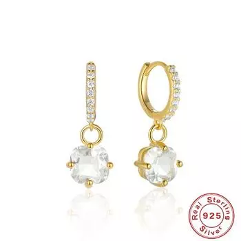 Sterling Silver Luxury Diamond Earrings Earrings Pendant Shiny Transparent Crystal Fresh Ear Buckle Earrings S925 Sterling Silver Earrings 925 Silver