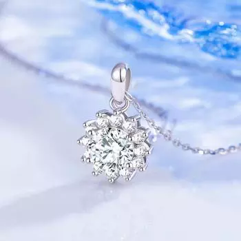 Ожерелье SUNFLOWER из стерлингового серебра S925 для женщин с муассанитом, высококачественная мода, подходящая ко всему 925