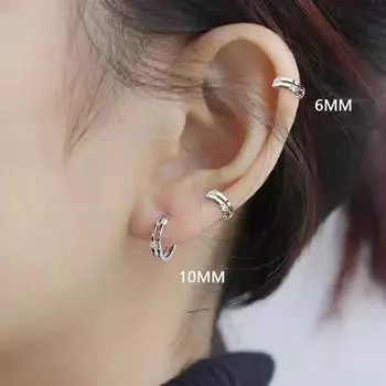Sterling Silver Small Fancy Women s Sleep No Need to Take off Ear Clip One silver 6mm