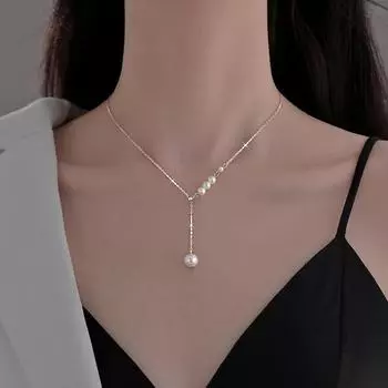 Стерлингового Серебра 925 пробы, модное ожерелье с искусственным жемчугом, цепочка на ключицы, элегантное ожерелье с подвеской для женщин, свадебные украшения, подарок