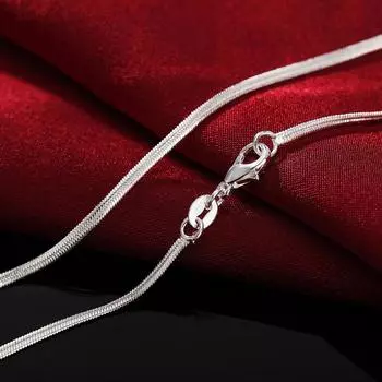 Стерлингового серебра s925, 16-30 дюймов, 2 мм, плоская цепочка из змеиной кости, ожерелье для женщин и мужчин, модные вечерние свадебные аксессуары, ювелирные изделия, подарок 40cm 16inches серебряный