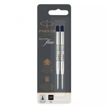 Стержни для шариковой ручки Parker Quink Flow, упаковка из 2 шт., цвет M, средний, черный
