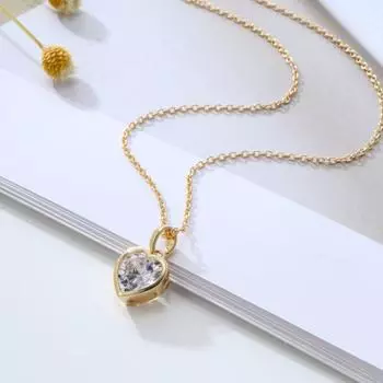 Стильное ожерелье в форме сердца, сияющее, прочное, подарок на День святого Валентина ярко-розовый/золотистый