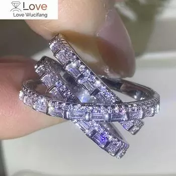 Стильное женское кольцо-крест с бриллиантовым кристаллом CZ, модные женские свадебные аксессуары, изысканные роскошные ювелирные изделия 10