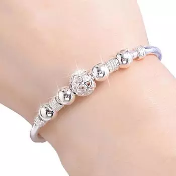 Стиль Новый стерлингового серебра 925 пробы Lucky Charm браслет браслеты-манжеты для женщин браслеты модные украшения Pulseira белый