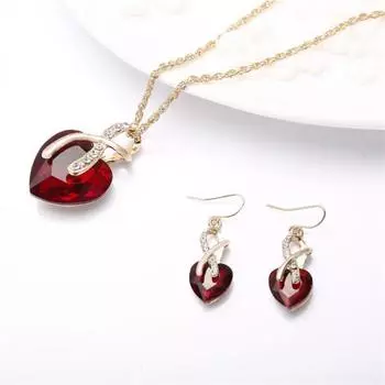 Стильные серьги-крючки, ожерелье, нежные женские стразы зелёный