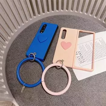 Стильный чехол для телефона с кольцом на запястье для Samsung Galaxy Z Fold 3 Z Fold 2 5g Z Fold 4 W21, защитный чехол с сердечком, принципиально For Galaxy Z Fold 3