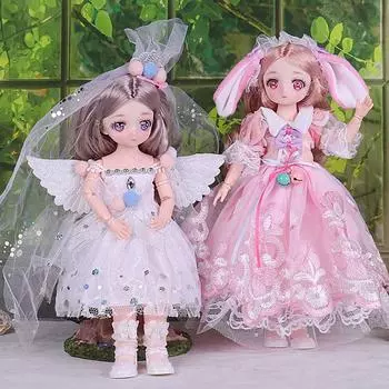 Стиль принцессы 1/6 Bjd кукла с розовыми глазами 3D кукла с имитацией шарнира 30 см кукла с одеждой игрушки для девочек