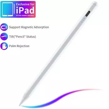 Стилус для iPad Air 5 4 3 9 10 поколения Mini 6 5 Apple Pencil 2/1 iPad Pro 11 9/8/6 2018-2025 отклонение ладони белый