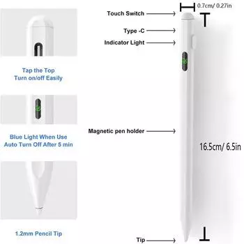 Стилус для iPhone iPad Touch Pen совместим с iPad 2018-2020 для Apple Универсальный стилус с цифровым дисплеем питания белый