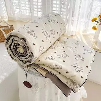Стираное двойное марлевое весенне-летнее одеяло Queen Grade A, легкое одеяло с наполнителем из соевого волокна, мягкое дышащее летнее одеяло 110x150cm