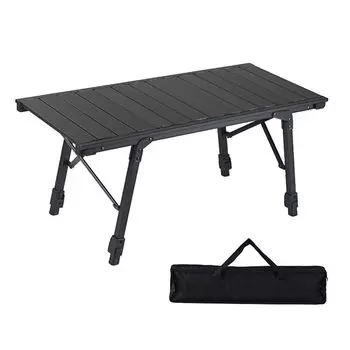 Стол для кемпинга brontier Outdoor Table Регулируемая высота В комплект входит сумка для хранения газа [IGT Table] Стол, складной, 40-62 см, компактный, легкий, плита, (черный)
