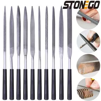 STONEGO 5/10 шт. Набор алмазных надфилей DIY, игла для деревообработки, полировка, гравировка, алмазный надфиль, удобный инструмент для керамики