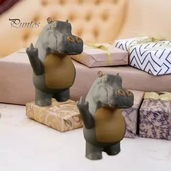 Стоящая фигурка бегемота, 3D-печатная настольная статуэтка бегемота, украшение на средний палец, статуэтка бегемота для книжной полки, автомобиля, спальни, подарок 1pc