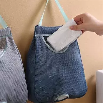 Storage Bag Wall-mounted Washable Polyester Blue Kitchen Storage Supplies Storage Bag For Shopping Bag Strong And Durable