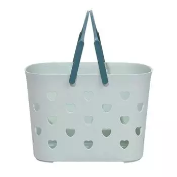 Storage Basket with Handle Large Capacity Hollow Design Portable Shower Caddy Tote Organizer Basket Bin for Bathroom зелёный