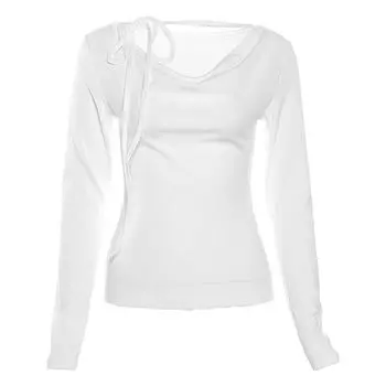 Странная ниша киски Свободная простая футболка с длинным рукавом White S